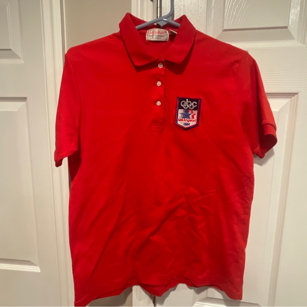 ABC Media 1984 Los Angeles Olympics Polo Shirt Patch Size XL VINTAGE